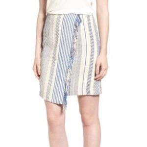 NWT halogen tweed fringe faux wrap skirt size 10